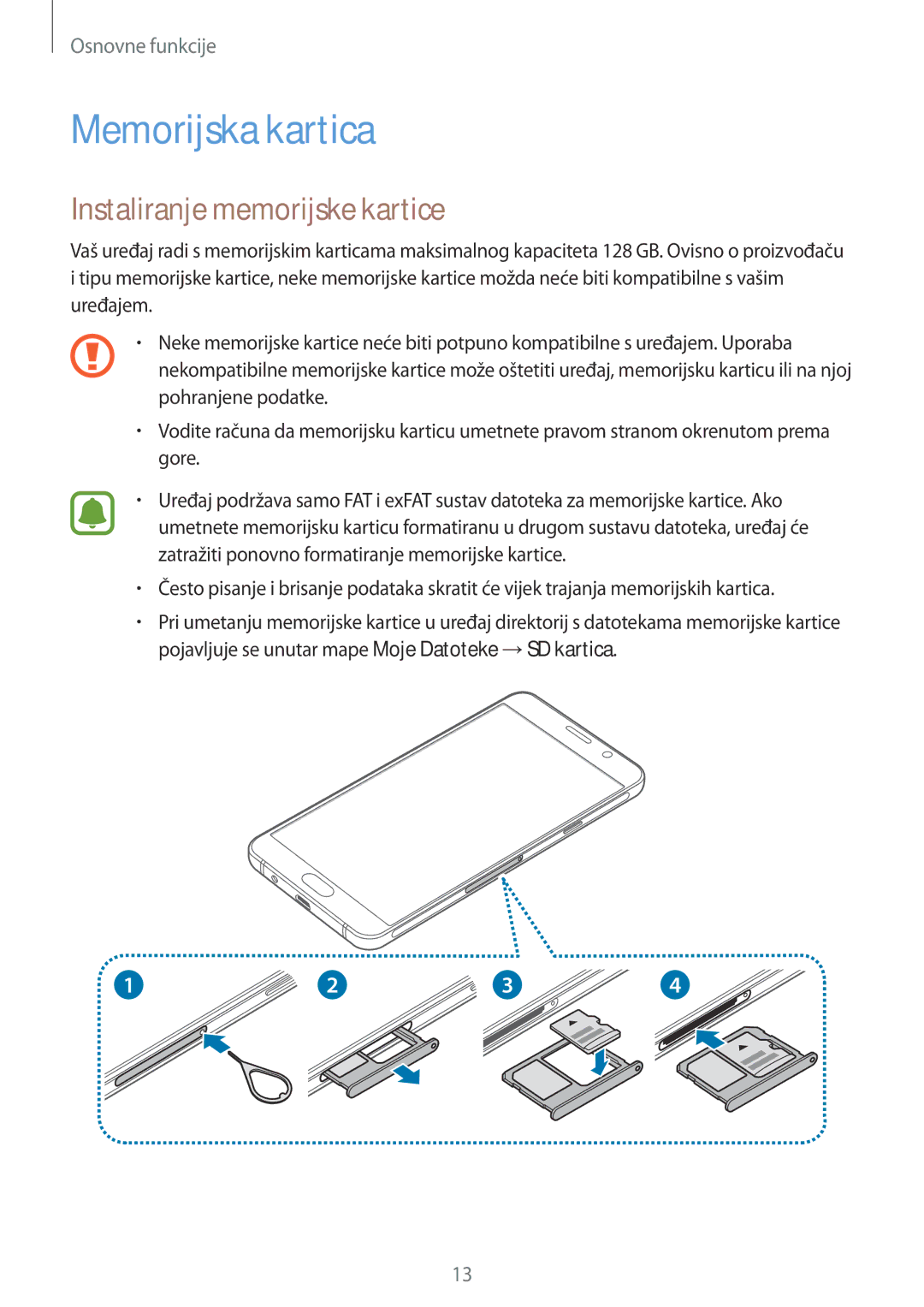 Samsung SM-A510FZKASEE manual Memorijska kartica, Instaliranje memorijske kartice 