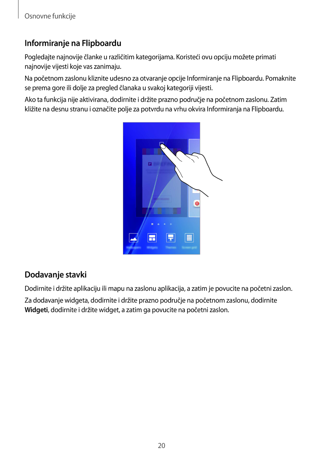 Samsung SM-A510FZKASEE manual Informiranje na Flipboardu, Dodavanje stavki 