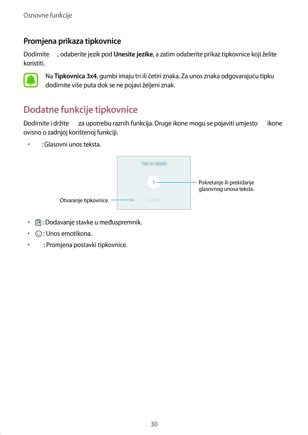 Samsung SM-A510FZKASEE manual Dodatne funkcije tipkovnice, Promjena prikaza tipkovnice 