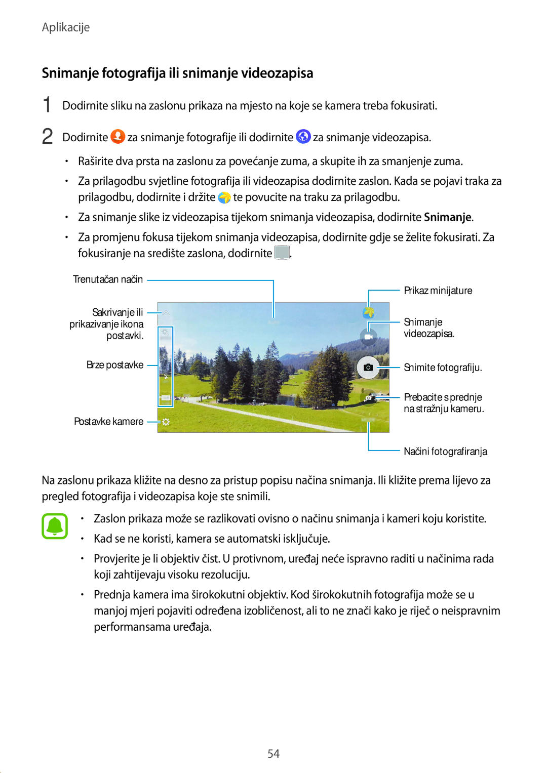 Samsung SM-A510FZKASEE manual Snimanje fotografija ili snimanje videozapisa 