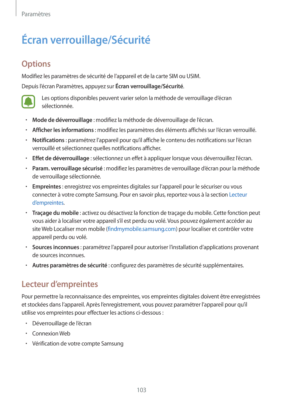 Samsung SM-A510FZWAXEF, SM-A510FZKAXEF, SM-A510FZDAXEF, SM-A510FEDAXEF Écran verrouillage/Sécurité, Lecteur d’empreintes 