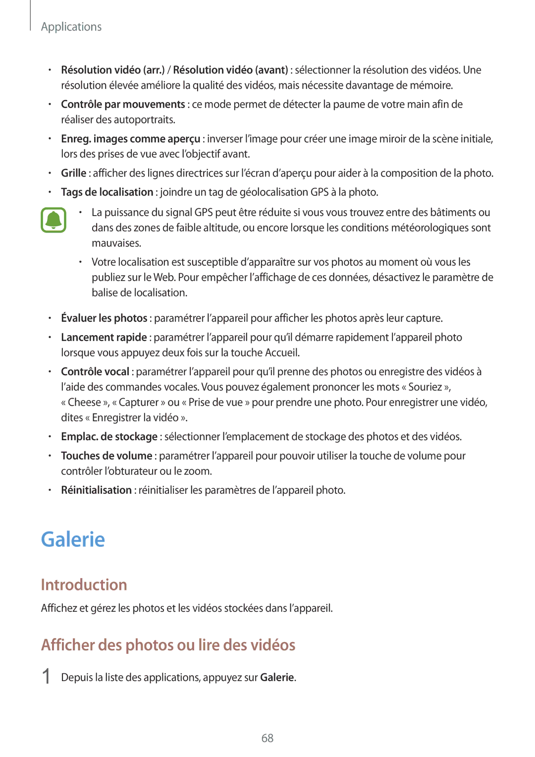 Samsung SM-A510FZKAXEF, SM-A510FZDAXEF, SM-A510FEDAXEF, SM-A510FZWAXEF manual Galerie, Afficher des photos ou lire des vidéos 