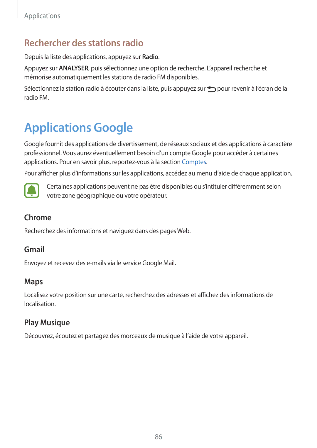 Samsung SM-A510FEDAXEF, SM-A510FZKAXEF, SM-A510FZDAXEF, SM-A510FZWAXEF Applications Google, Rechercher des stations radio 