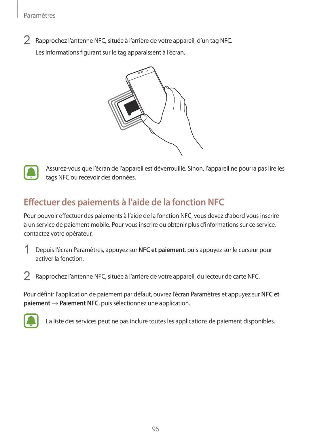 Samsung SM-A510FZKAXEF, SM-A510FZDAXEF, SM-A510FEDAXEF, SM-A510FZWAXEF Effectuer des paiements à l’aide de la fonction NFC 