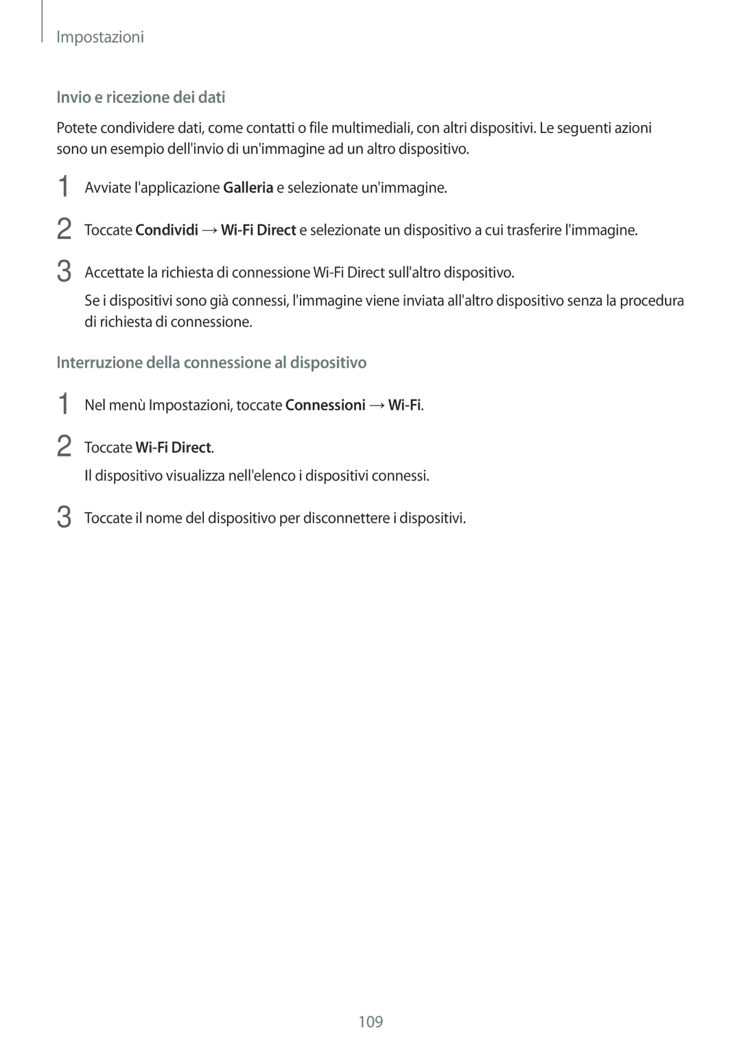 Samsung SM-A320FZDNITV, SM-A520FZBAITV manual Invio e ricezione dei dati, Interruzione della connessione al dispositivo 