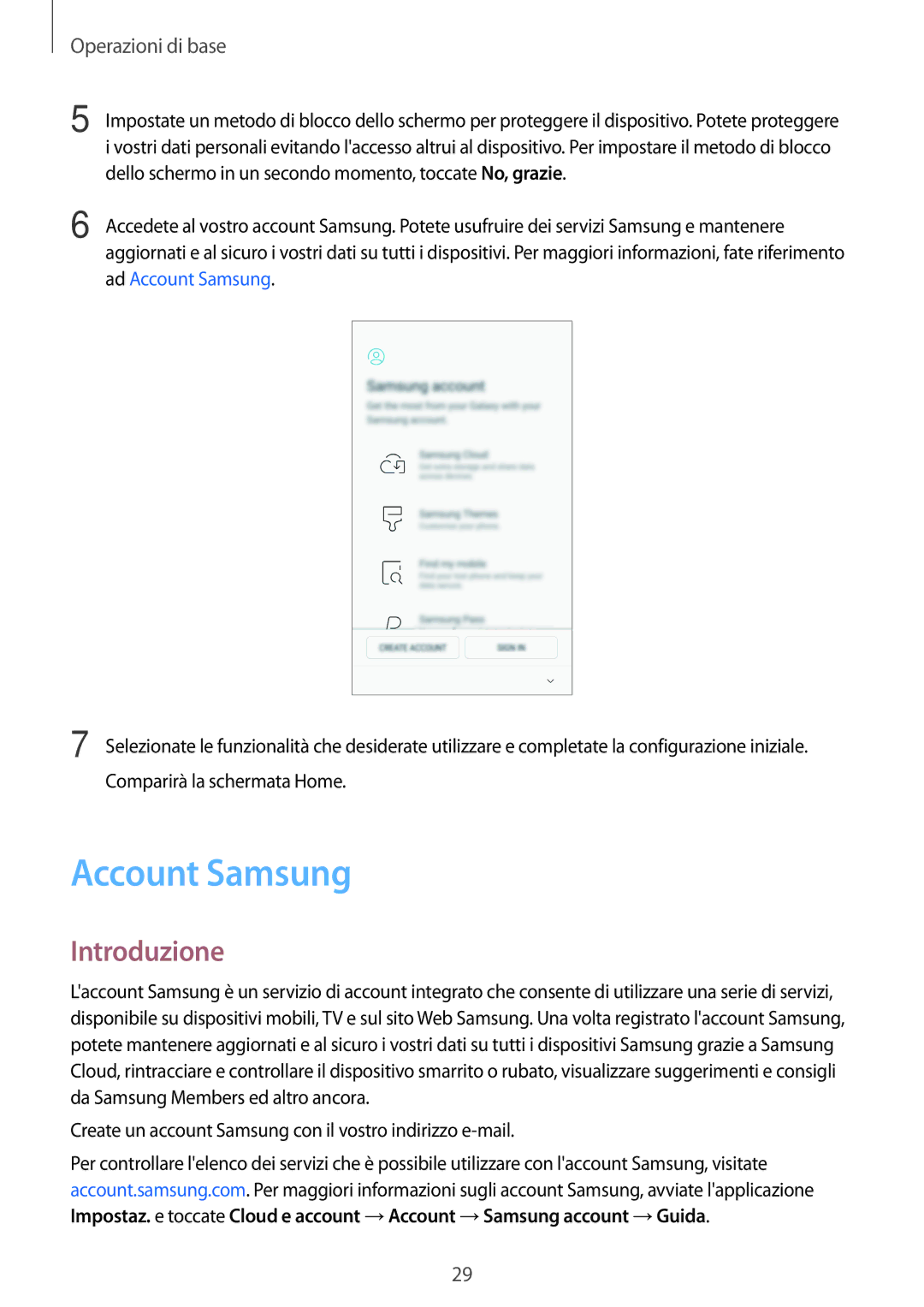 Samsung SM-A320FZDNITV, SM-A520FZBAITV, SM-A320FZBNITV, SM-A320FZINITV, SM-A520FZDAITV manual Account Samsung, Introduzione 