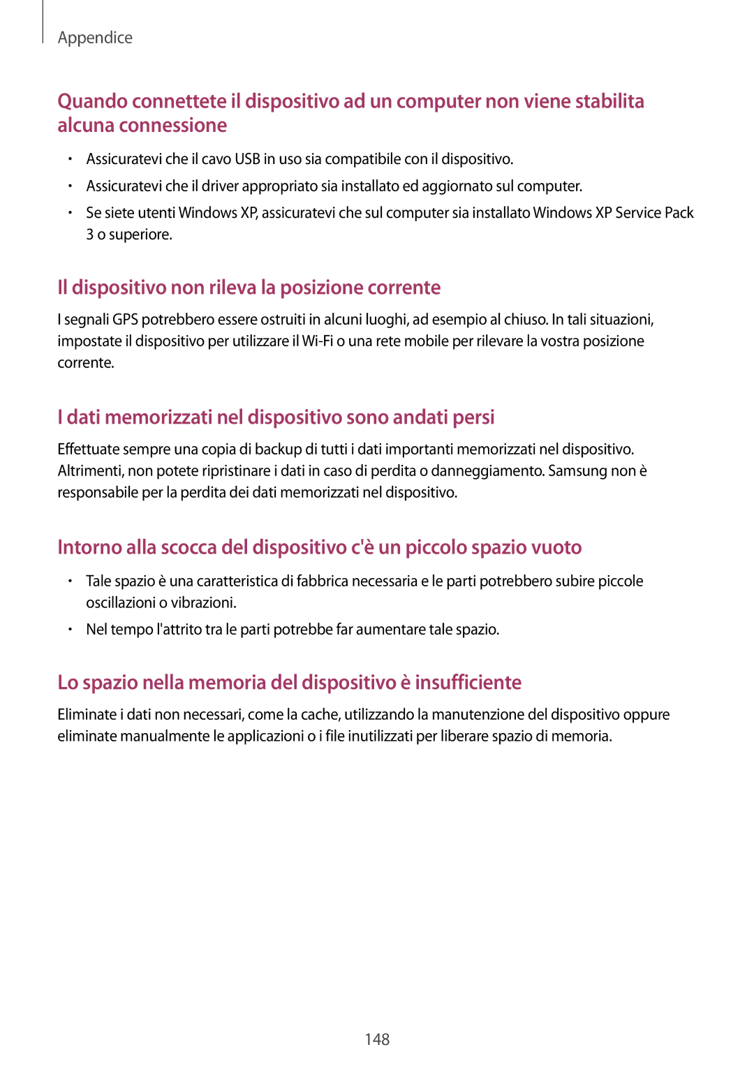 Samsung SM-A520FZBAITV, SM-A520FZDAITV, SM-A520FZKAITV, SM-A520FZIAITV manual Il dispositivo non rileva la posizione corrente 