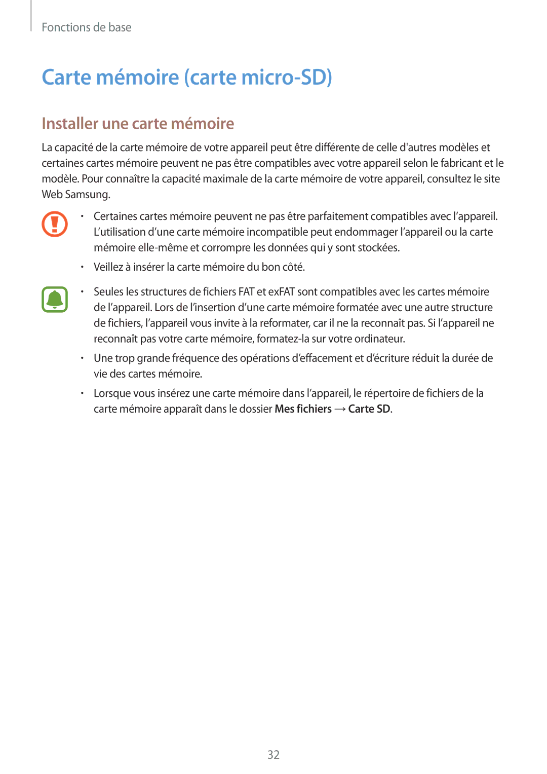 Samsung SM-A520FZBAXEF, SM-A520FZDAXEF, SM-A520FZKAXEF manual Carte mémoire carte micro-SD, Installer une carte mémoire 