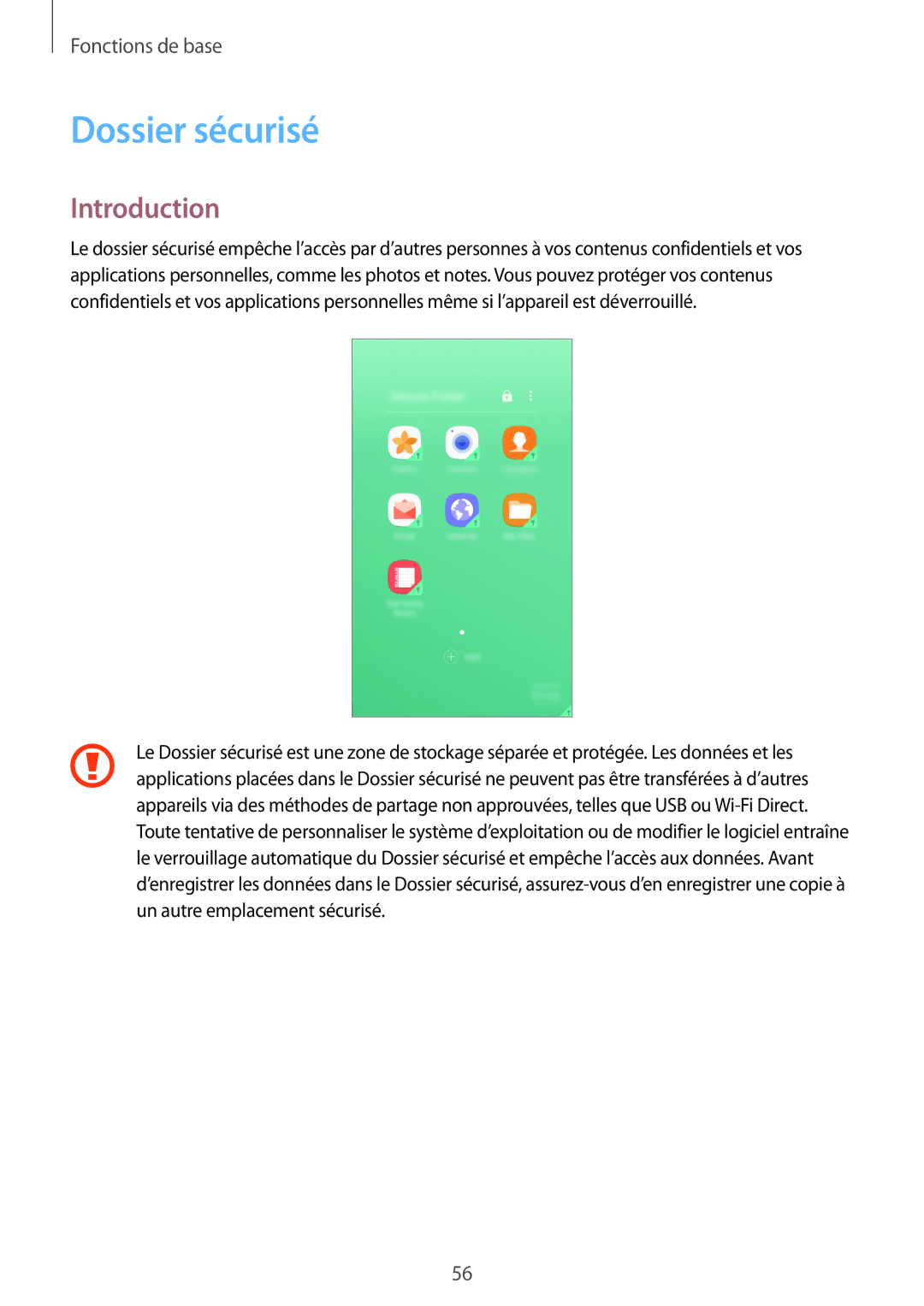 Samsung SM-A520FZBAXEF, SM-A520FZDAXEF, SM-A520FZKAXEF, SM-A520FZIAXEF manual Dossier sécurisé, Introduction 