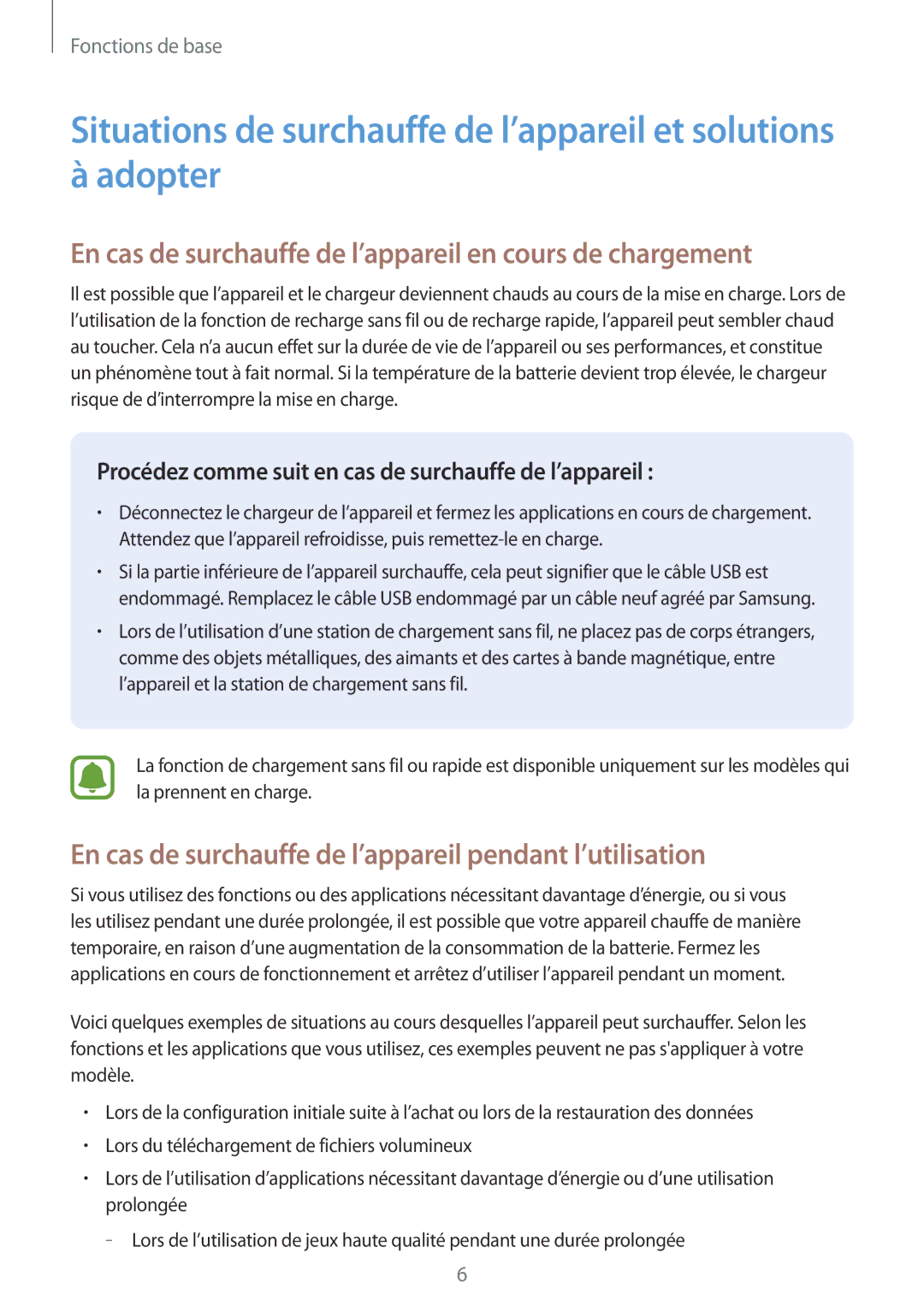 Samsung SM-A520FZKAXEF, SM-A520FZBAXEF, SM-A520FZDAXEF manual En cas de surchauffe de l’appareil en cours de chargement 