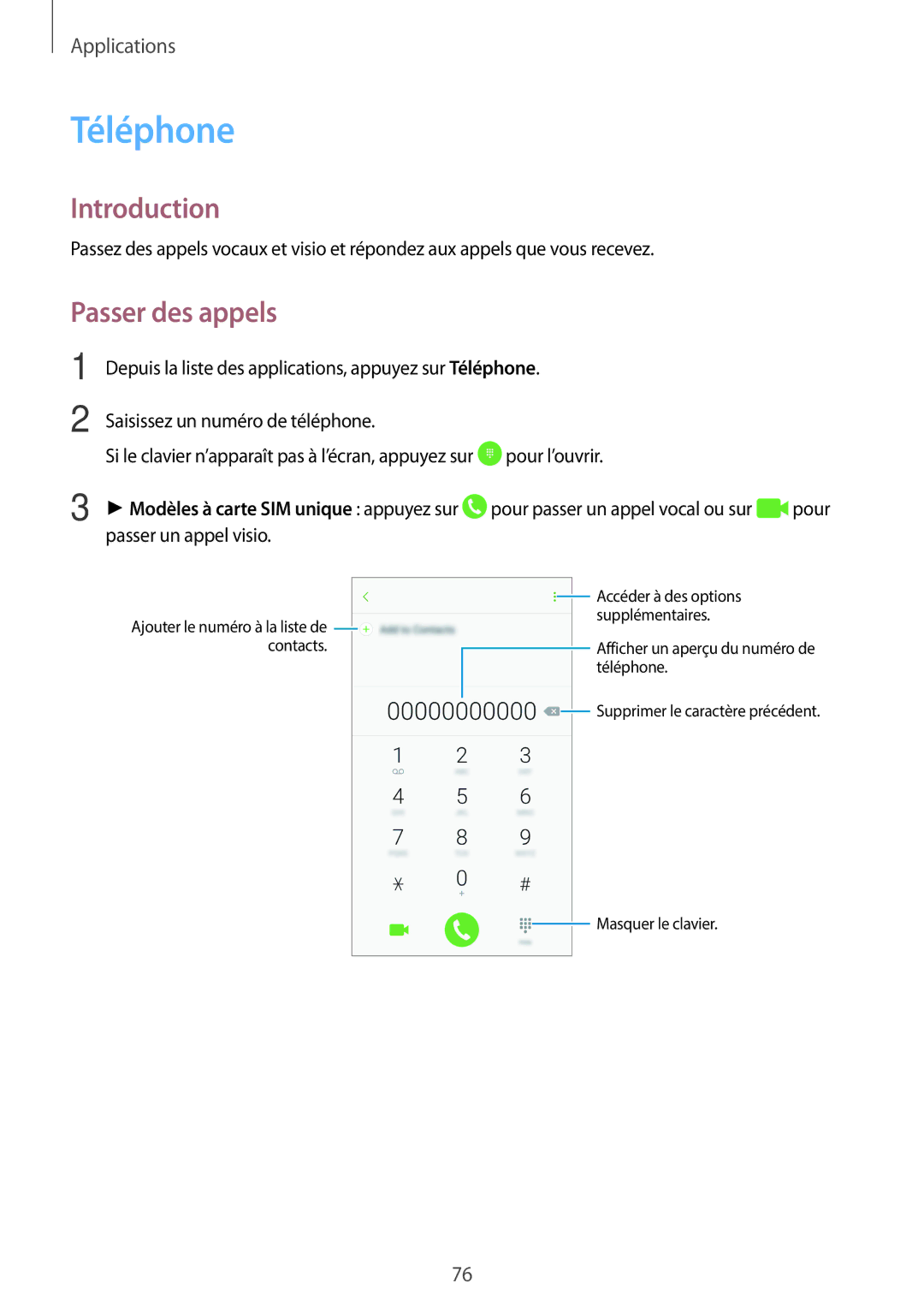 Samsung SM-A520FZBAXEF, SM-A520FZDAXEF, SM-A520FZKAXEF, SM-A520FZIAXEF manual Téléphone, Passer des appels 