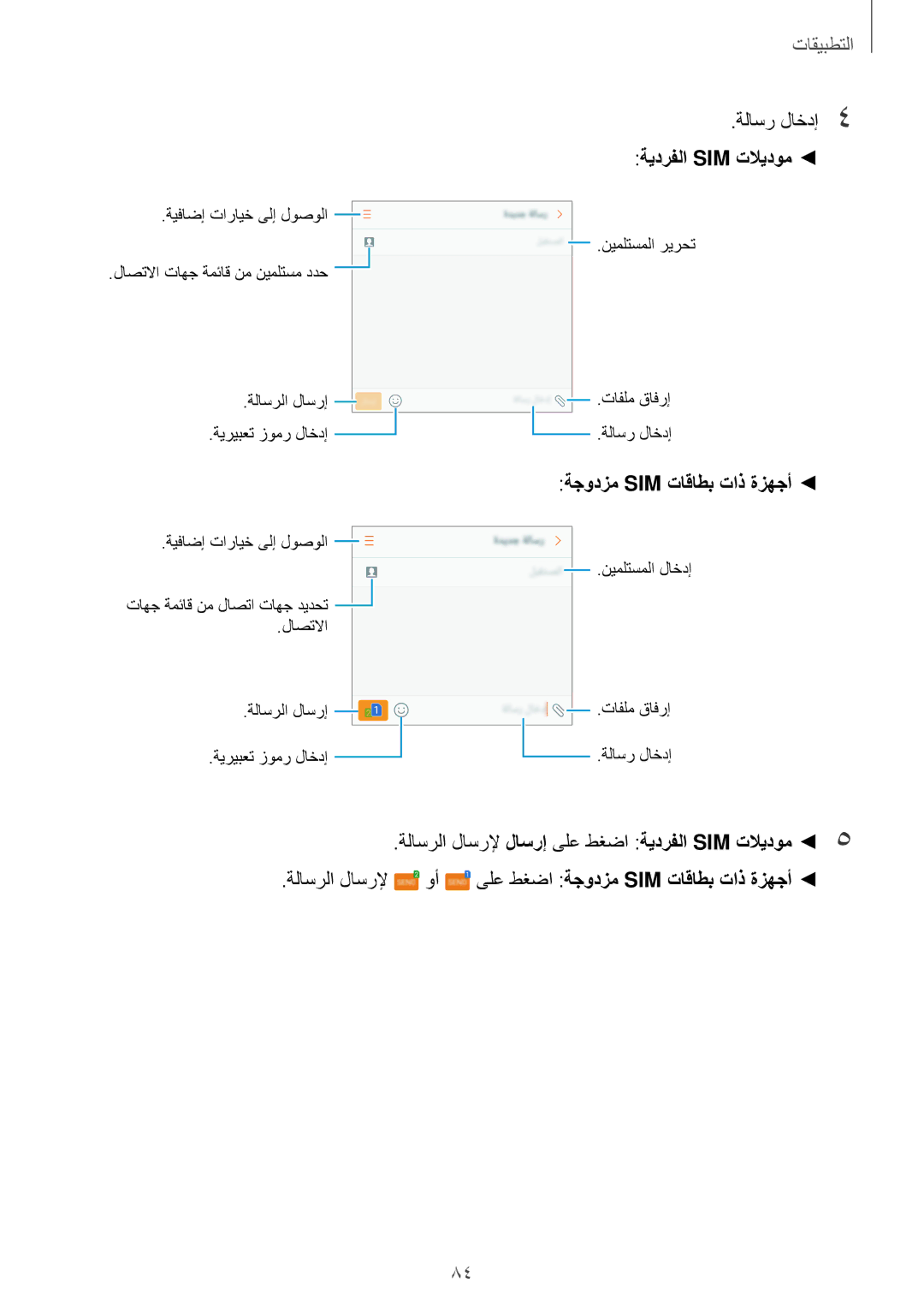 Samsung SM-A720FZIDKSA, SM-A520FZBDKSA, SM-A520FZIDKSA, SM-A520FZKDKSA, SM-A720FZDDKSA, SM-A520FZDDKSA manual ةلاسر لاخدإ4 