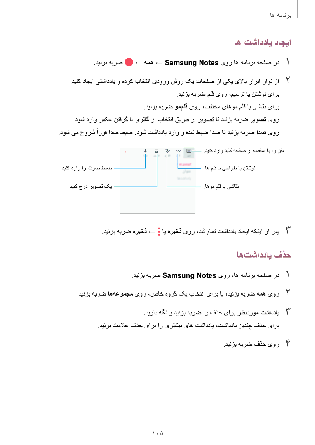 Samsung SM-A520FZIDKSA, SM-A520FZBDKSA, SM-A520FZKDKSA, SM-A720FZDDKSA, SM-A720FZIDKSA manual اه تشاددای داجیا, اه‌تشاددای فذح 