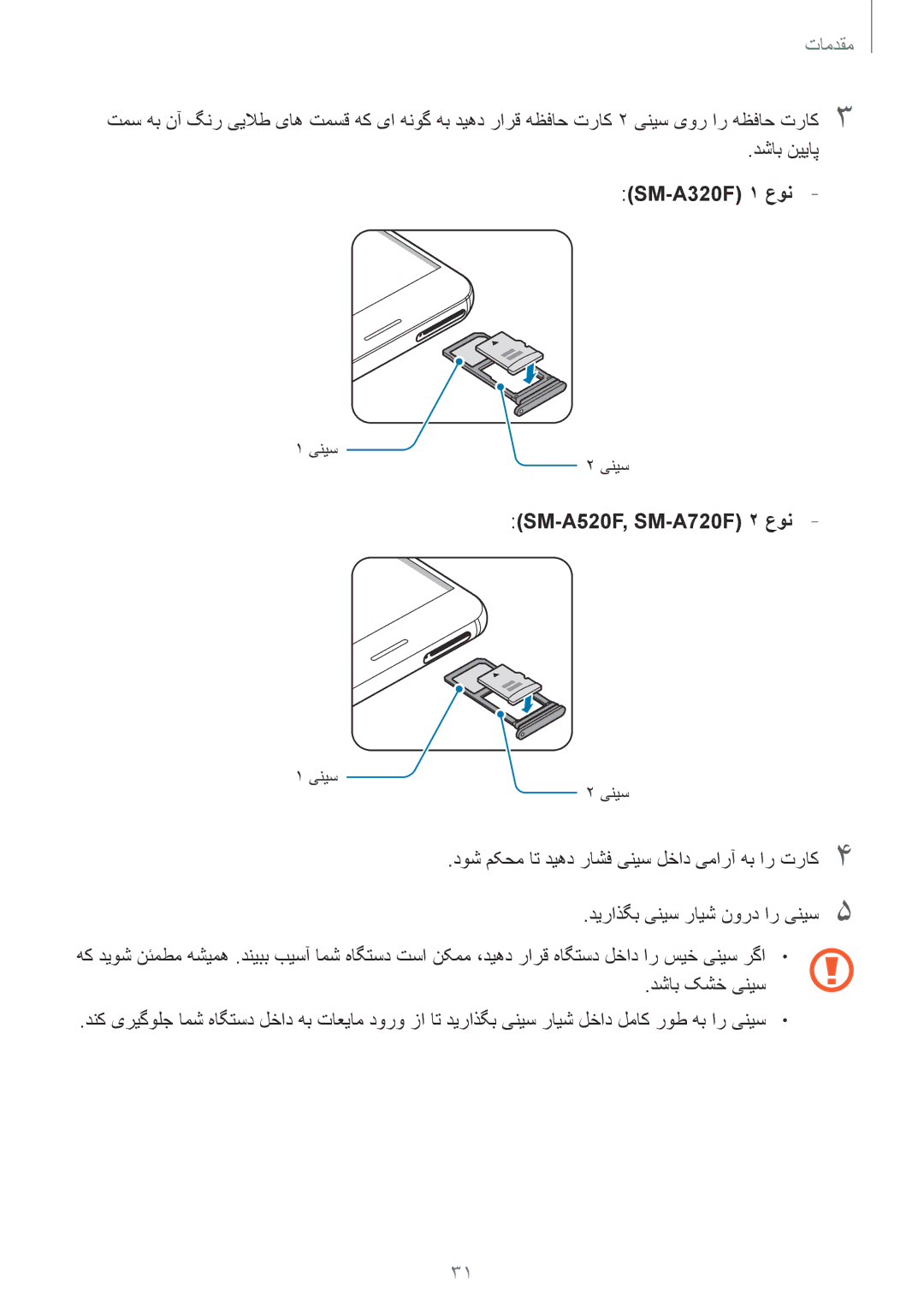 Samsung SM-A720FZKDKSA, SM-A520FZBDKSA, SM-A520FZIDKSA, SM-A520FZKDKSA, SM-A720FZDDKSA, SM-A720FZIDKSA manual دشاب نییاپ 