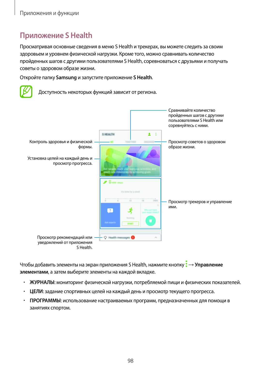 Samsung SM-A520FZKDSER, SM-A520FZBDSER, SM-A320FZKDSER, SM-A520FZDDSER, SM-A720FZBDSER, SM-A720FZDDSER Приложение S Health 