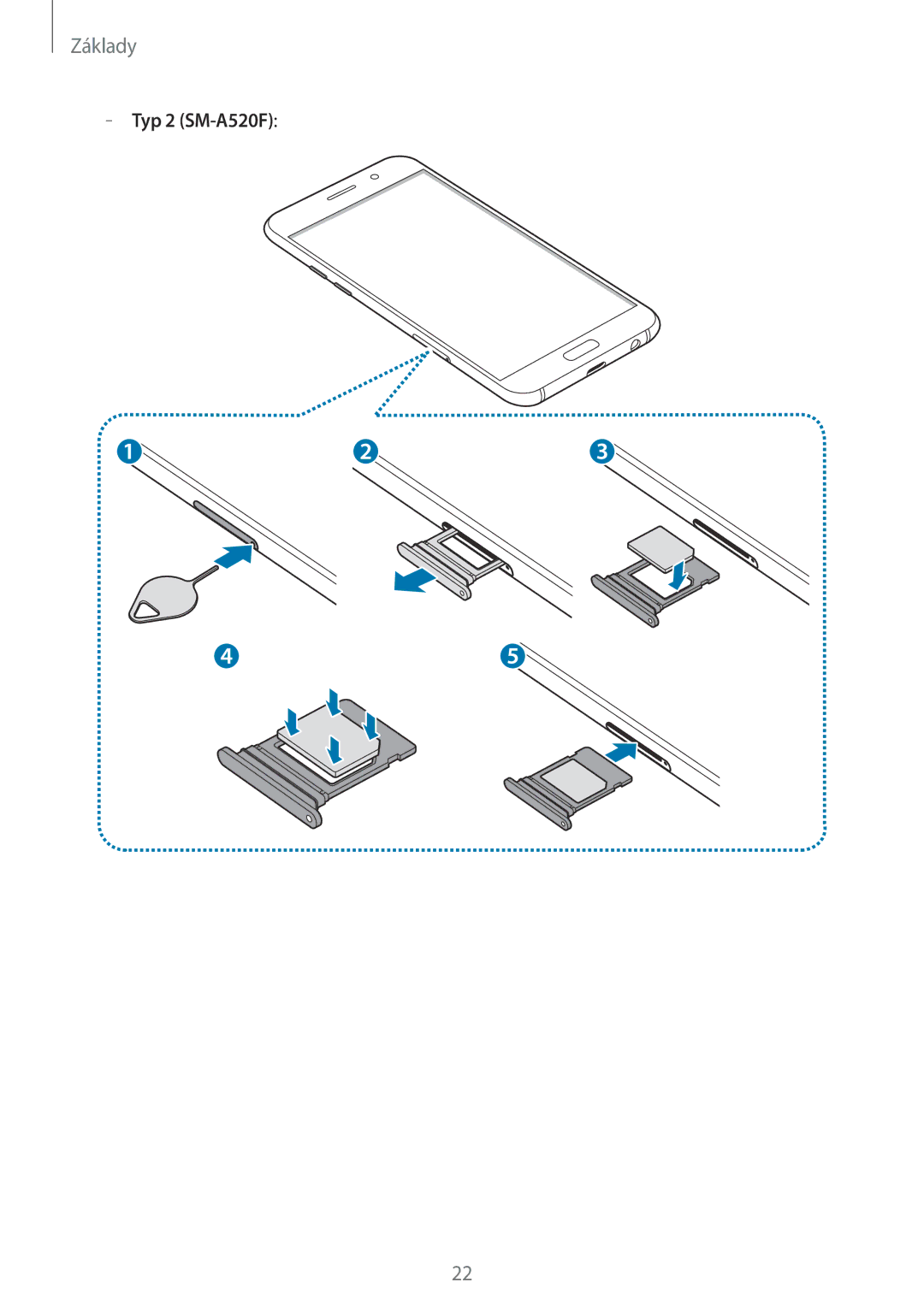 Samsung SM-A520FZKAETL, SM-A520FZDAETL, SM-A520FZBAETL, SM-A520FZIAETL manual Typ 2 SM-A520F 