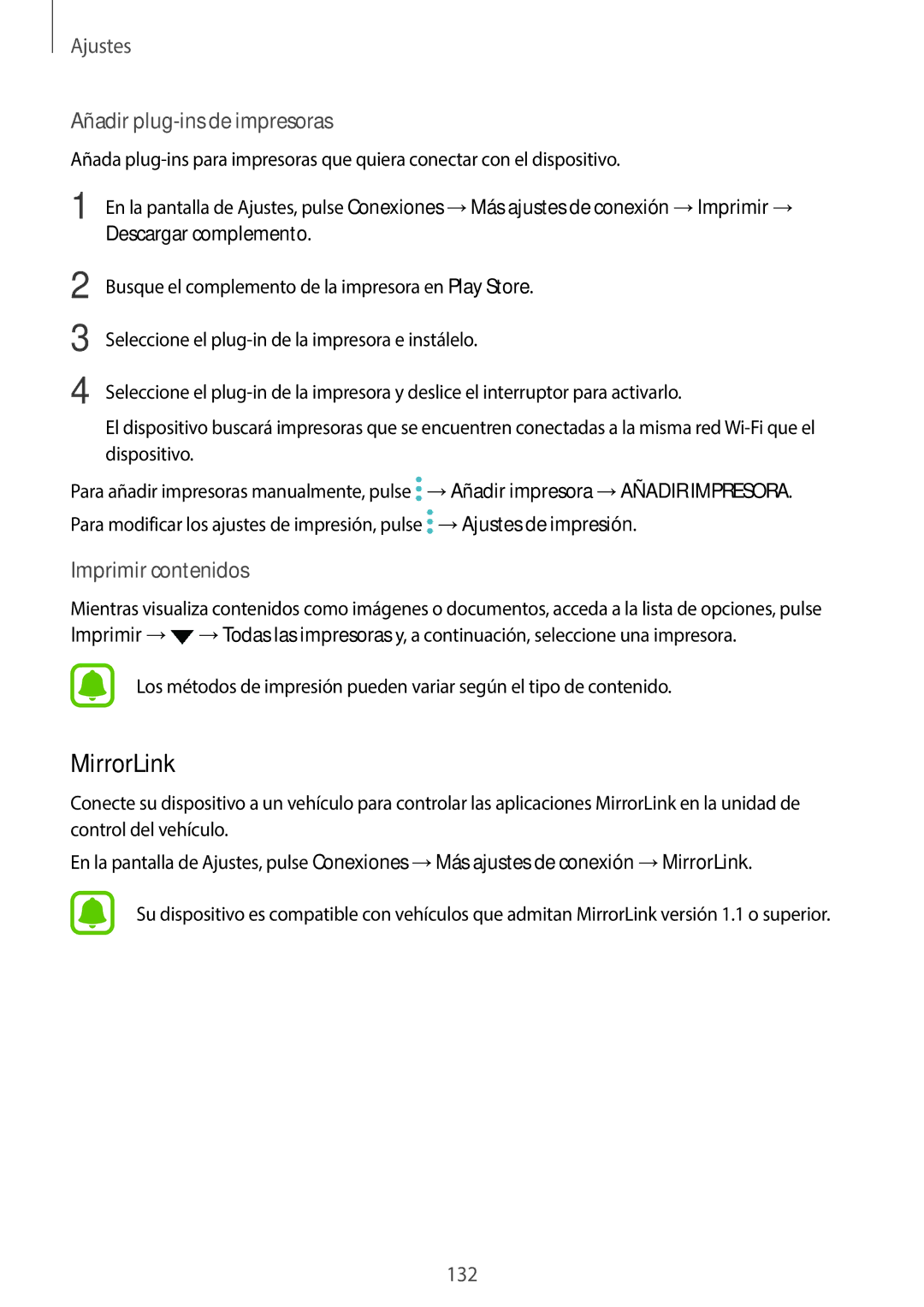 Samsung SM-A520FZDAPHE, SM-A520FZKAPHE, SM-A520FZIAPHE, SM-A520FZBAPHE manual MirrorLink, Descargar complemento 