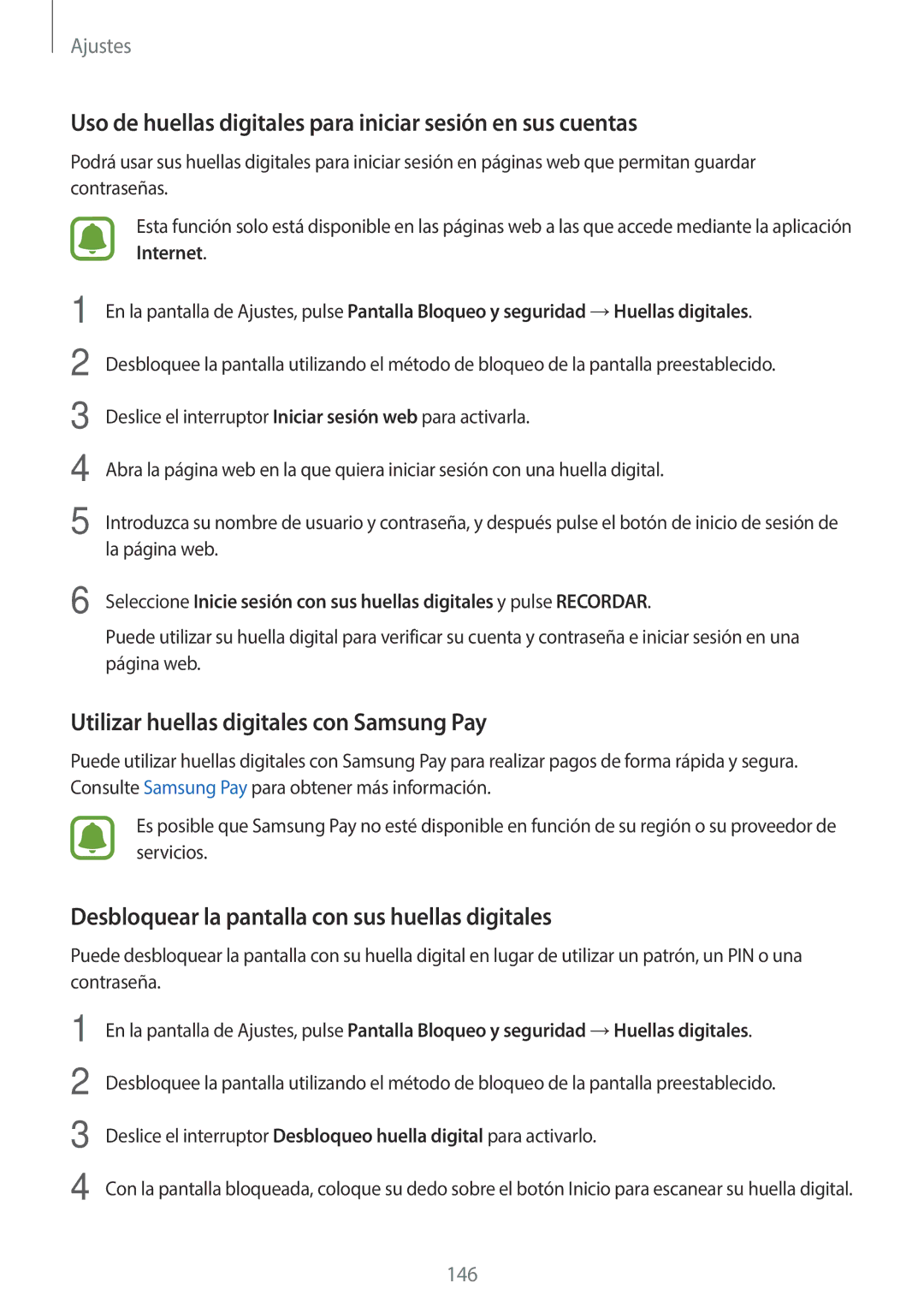 Samsung SM-A520FZIAPHE, SM-A520FZDAPHE, SM-A520FZKAPHE manual Uso de huellas digitales para iniciar sesión en sus cuentas 