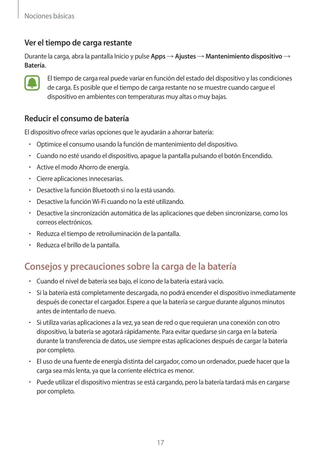 Samsung SM-A520FZKAPHE manual Consejos y precauciones sobre la carga de la batería, Ver el tiempo de carga restante 