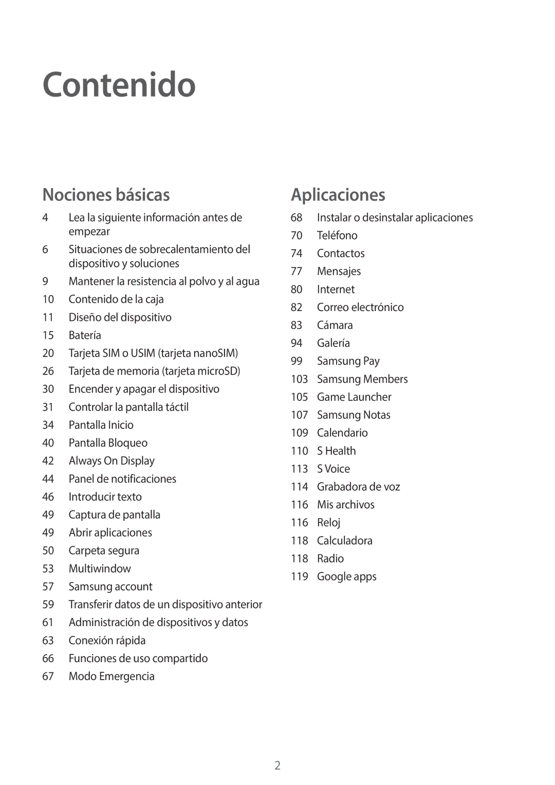 Samsung SM-A520FZIAPHE, SM-A520FZDAPHE, SM-A520FZKAPHE, SM-A520FZBAPHE manual Contenido 