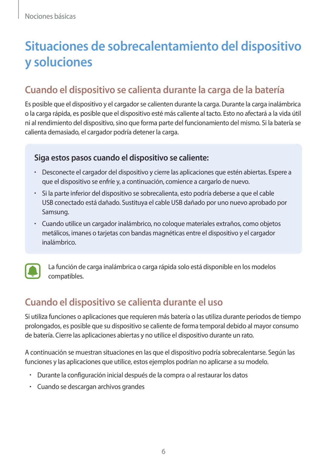 Samsung SM-A520FZIAPHE, SM-A520FZDAPHE, SM-A520FZKAPHE, SM-A520FZBAPHE manual Cuando el dispositivo se calienta durante el uso 