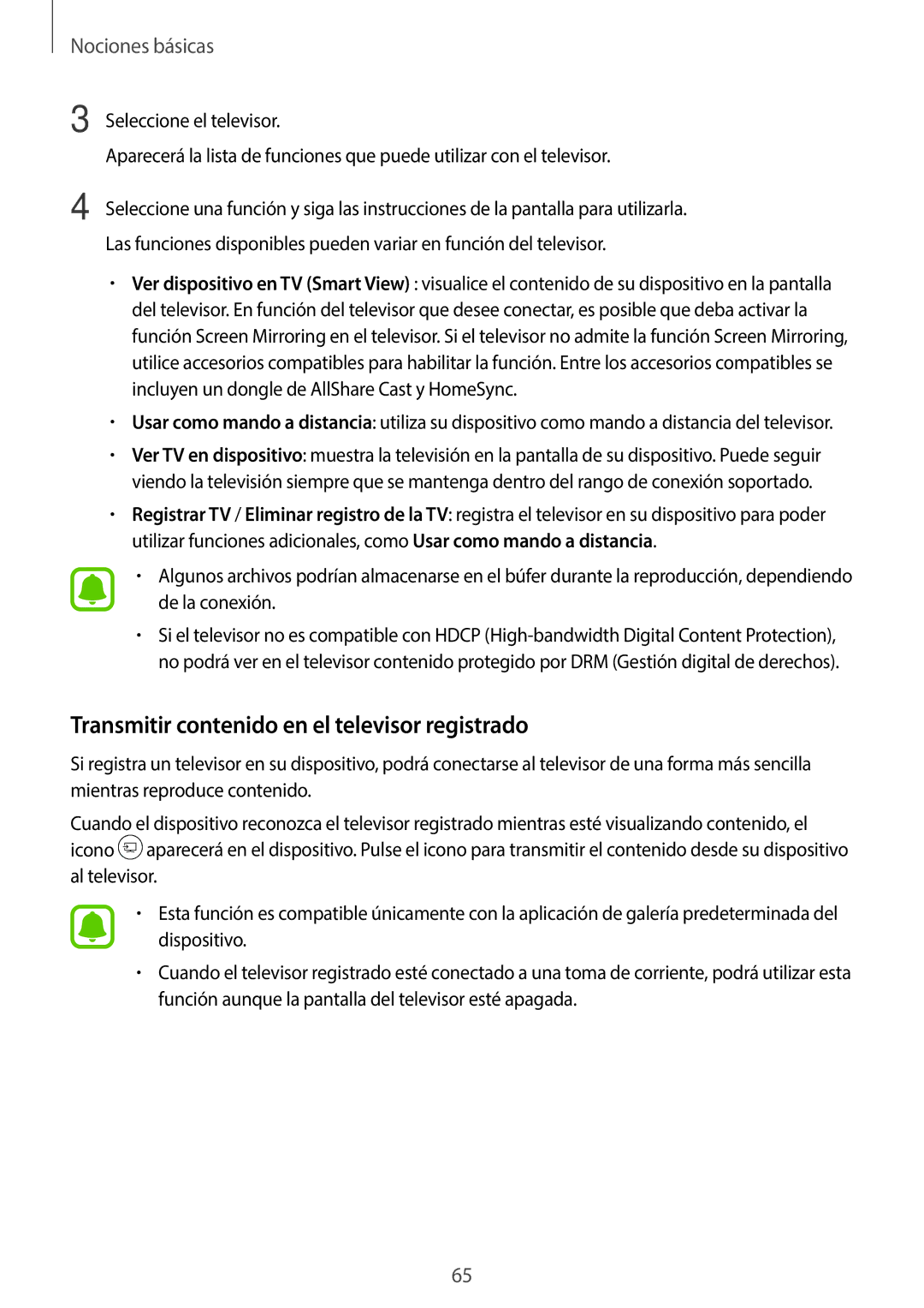 Samsung SM-A520FZKAPHE, SM-A520FZDAPHE, SM-A520FZIAPHE, SM-A520FZBAPHE manual Transmitir contenido en el televisor registrado 