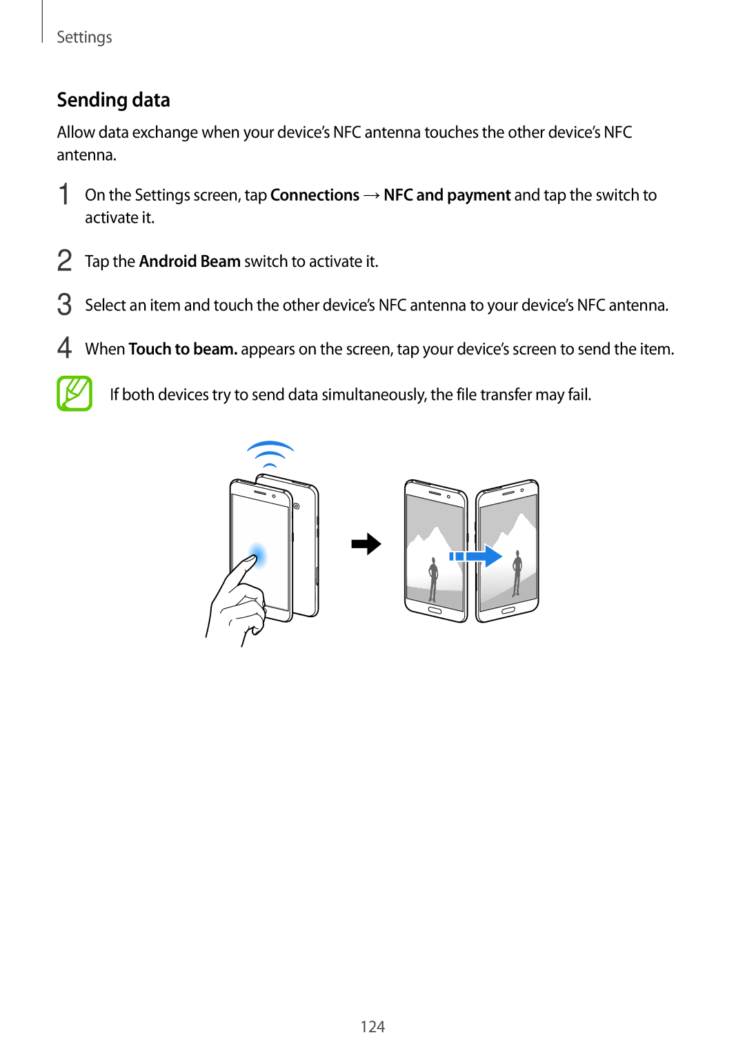 Samsung SM-A520FZKAXEF, SM-A520FZIADBT, SM-A520FZBADBT, SM-A320FZDNDBT, SM-A520FZKADBT, SM-A320FZKNDBT manual Sending data 