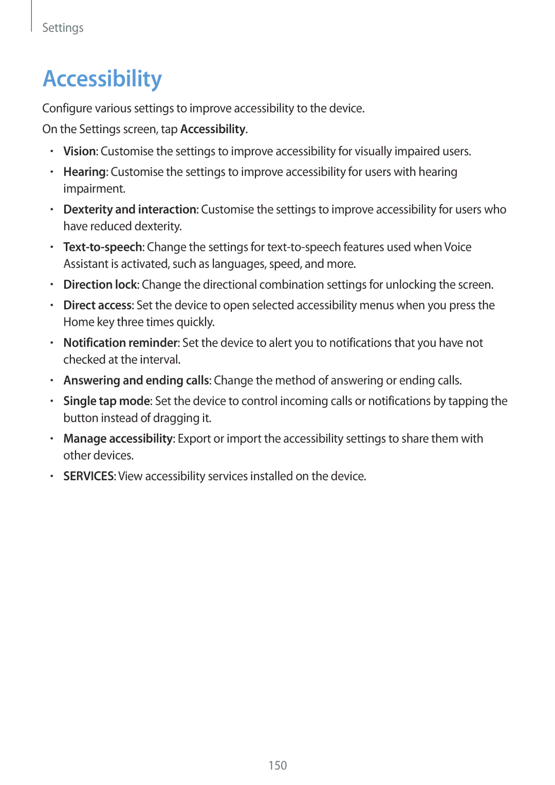 Samsung SM-A720FZDDKSA, SM-A520FZIADBT, SM-A520FZBADBT, SM-A320FZDNDBT, SM-A520FZKADBT, SM-A320FZKNDBT manual Accessibility 