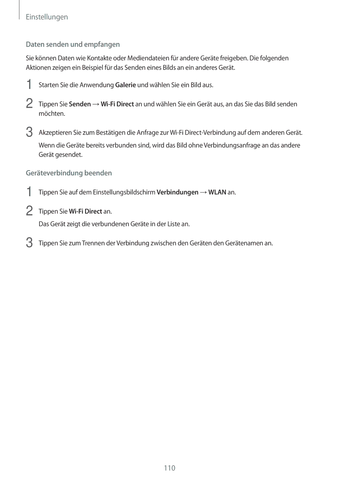 Samsung SM-A320FZINDBT, SM-A520FZIADBT, SM-A520FZBADBT, SM-A320FZDNDBT Daten senden und empfangen, Geräteverbindung beenden 