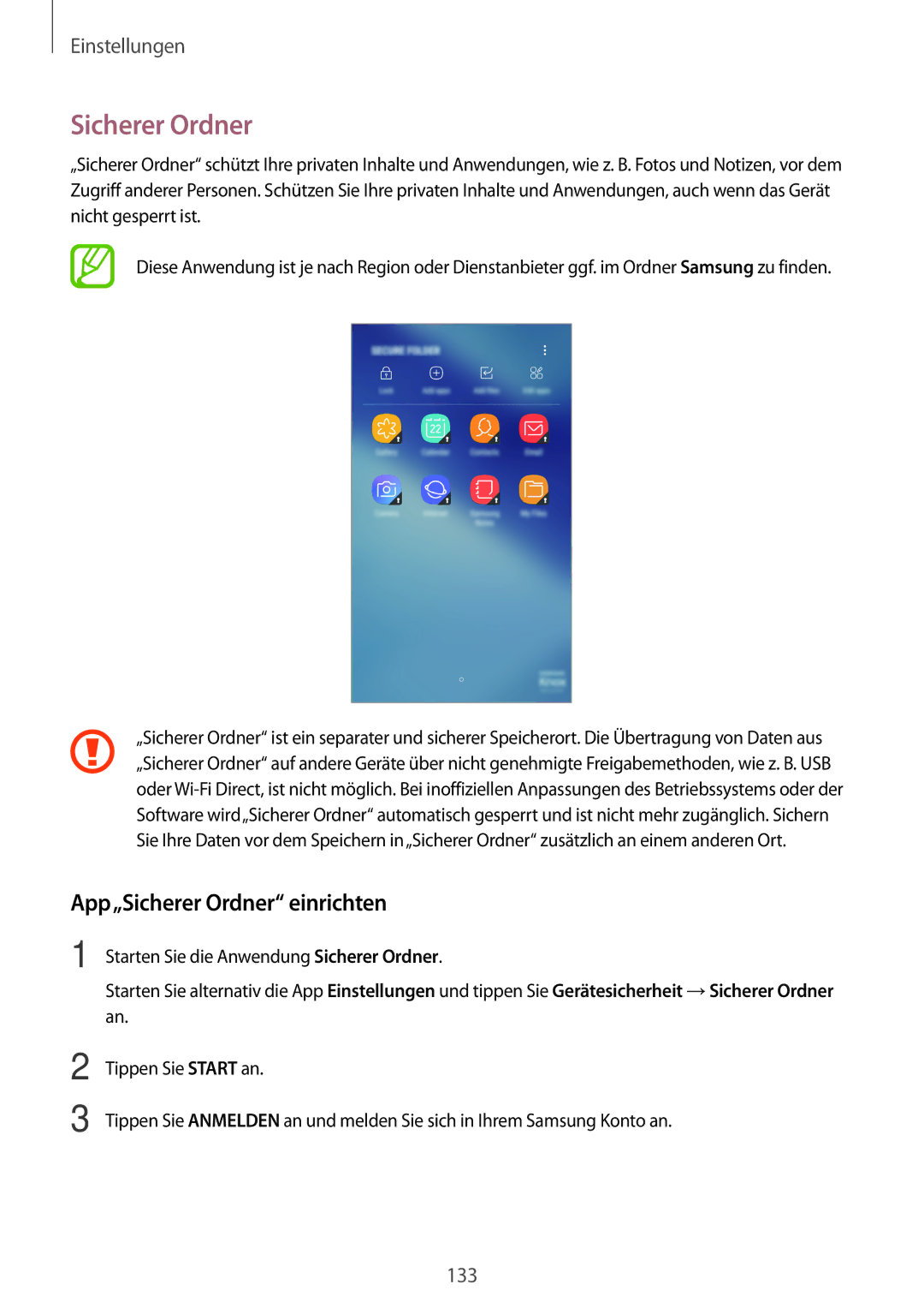 Samsung SM-A520FZDADBT, SM-A520FZIADBT, SM-A520FZBADBT, SM-A320FZDNDBT, SM-A520FZKADBT App„Sicherer Ordner einrichten 
