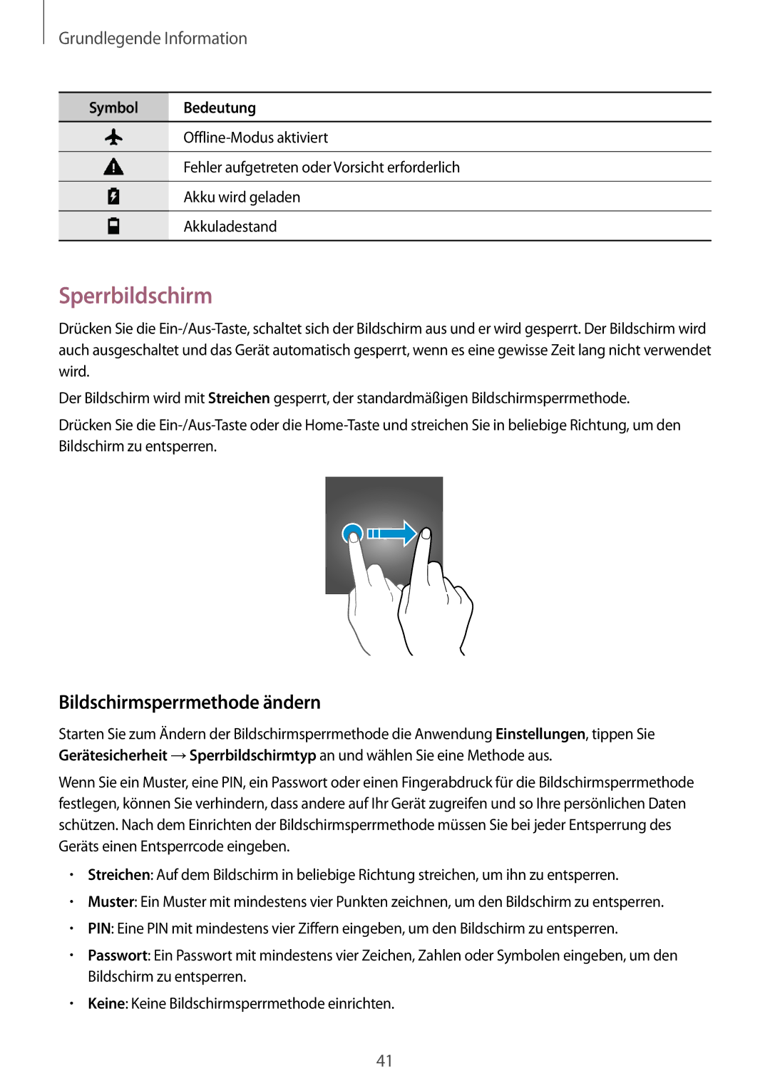 Samsung SM-A520FZBADBT, SM-A520FZIADBT, SM-A320FZDNDBT, SM-A520FZKADBT manual Sperrbildschirm, Bildschirmsperrmethode ändern 