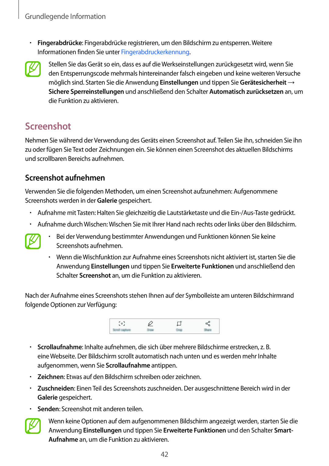 Samsung SM-A320FZDNDBT, SM-A520FZIADBT, SM-A520FZBADBT, SM-A520FZKADBT, SM-A320FZKNDBT manual Screenshot aufnehmen 