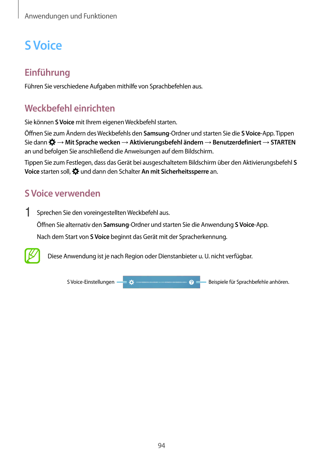 Samsung SM-A320FZINDBT, SM-A520FZIADBT, SM-A520FZBADBT, SM-A320FZDNDBT manual Weckbefehl einrichten, Voice verwenden 