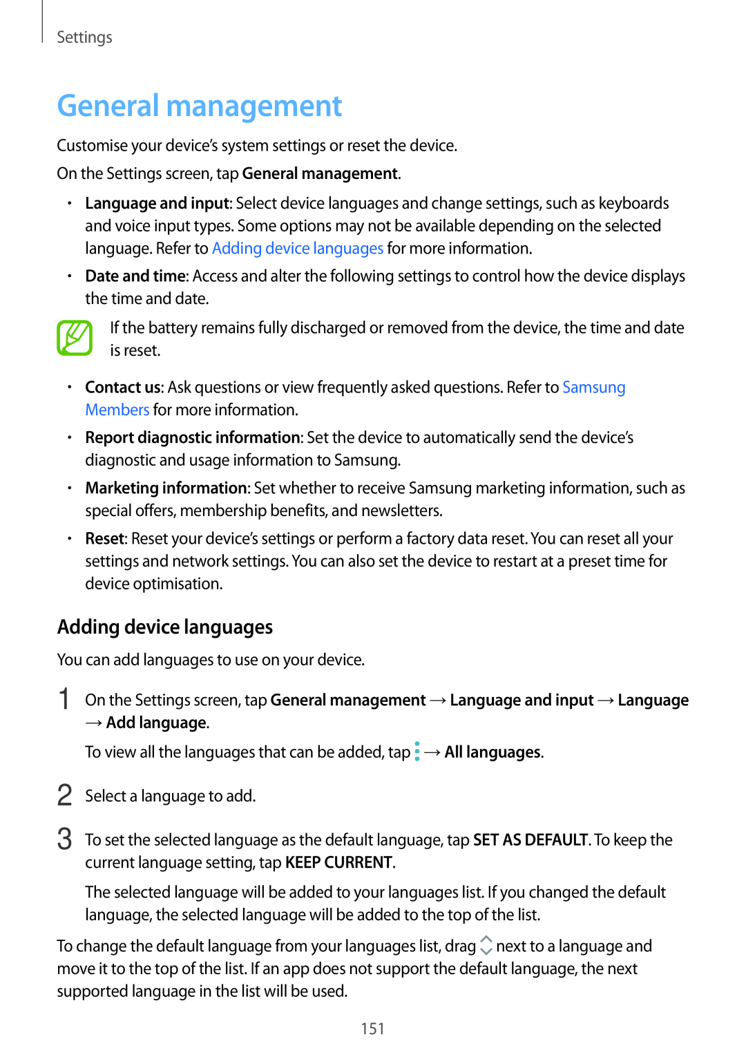 Samsung SM-A720FZIDKSA, SM-A520FZIADBT manual General management, Adding device languages, → Add language, Settings 