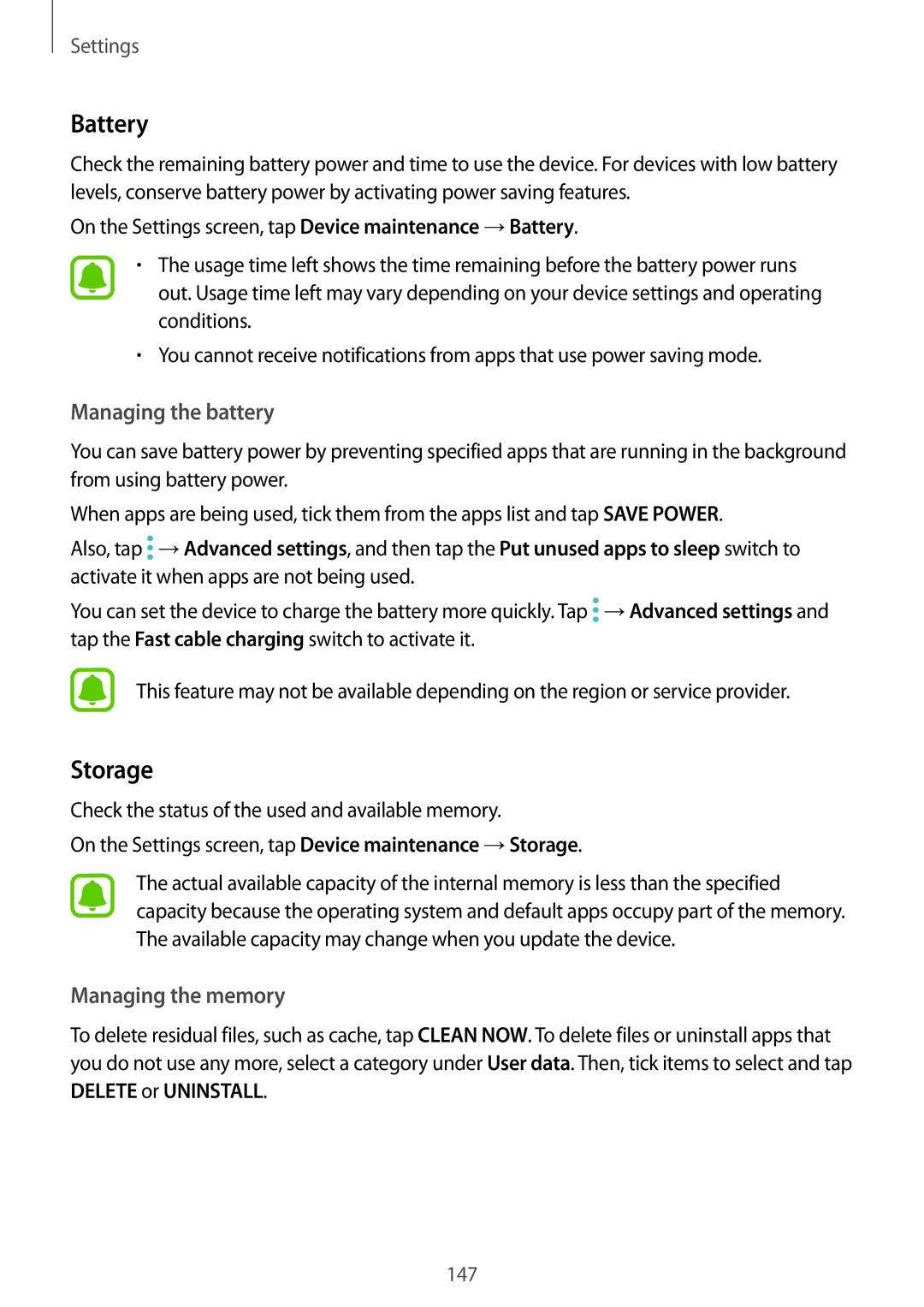 Samsung SM-A520FZBAPHE, SM-A520FZIADBT, SM-A520FZBADBT, SM-A520FZKADBT, SM-A520FZDADBT, SM-A520FZBAXEF manual Battery, Storage 