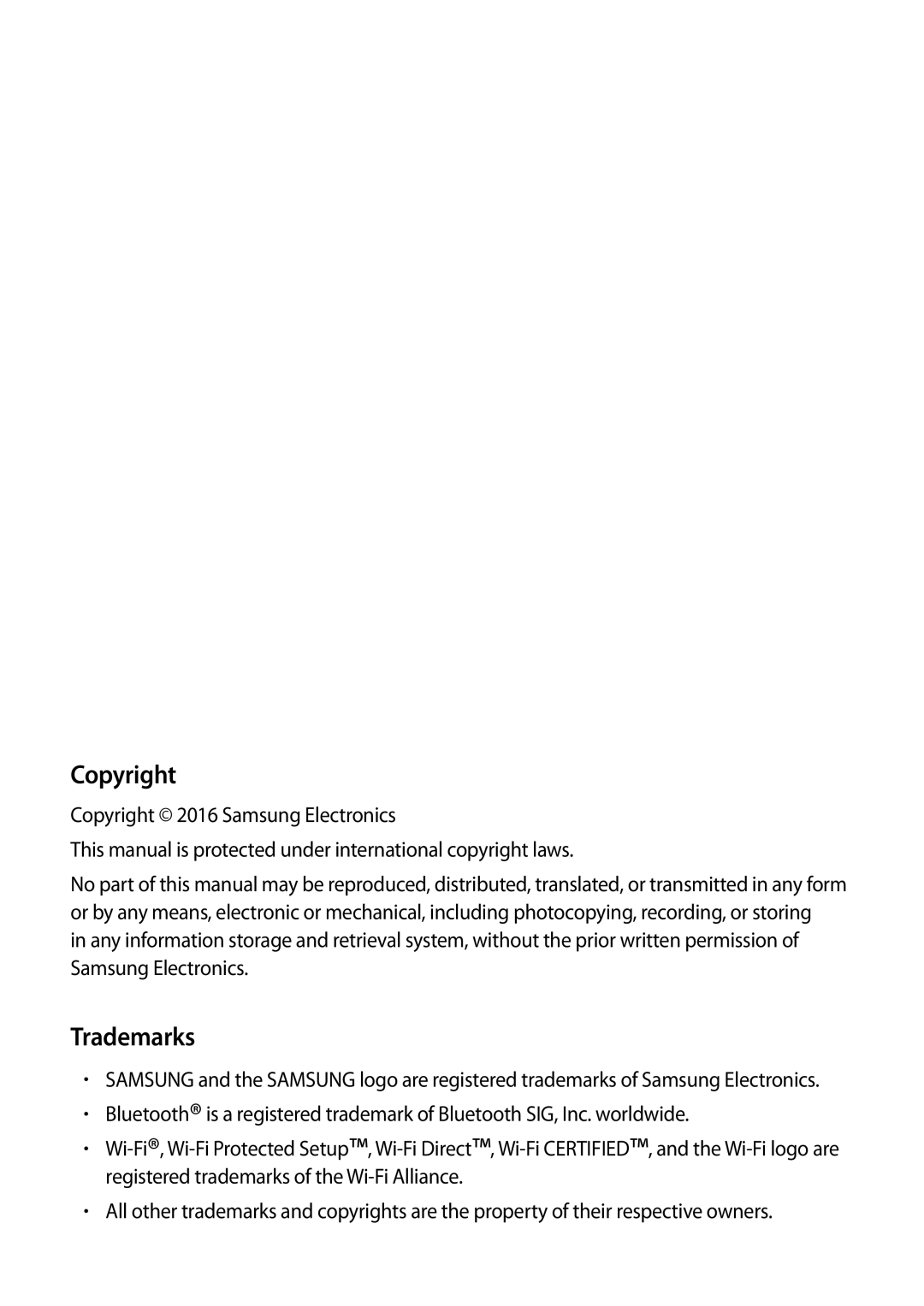 Samsung SM-A520FZDABGL, SM-A520FZIADBT, SM-A520FZBADBT, SM-A520FZKADBT, SM-A520FZDADBT, SM-A520FZBAXEF Copyright, Trademarks 