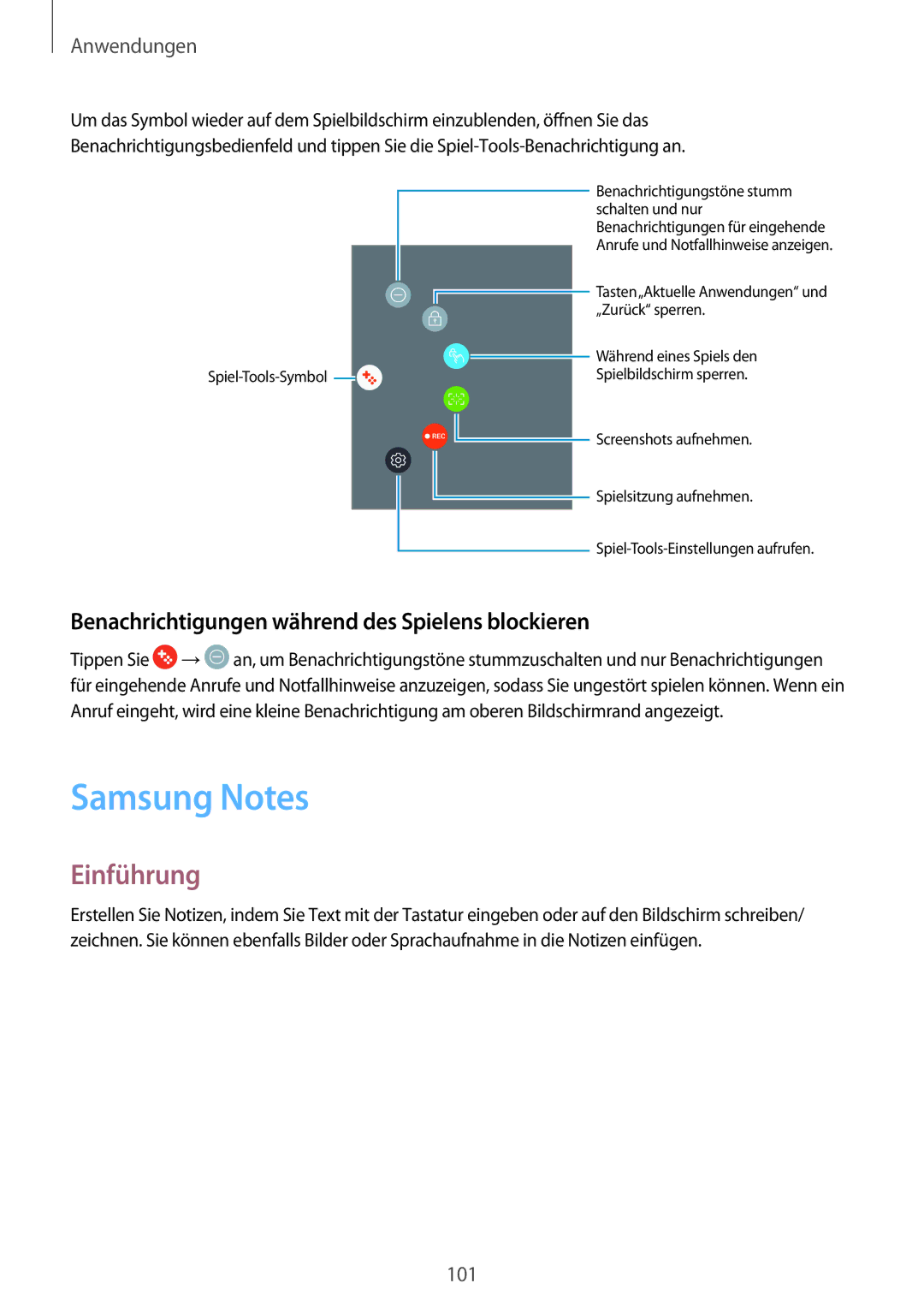 Samsung SM-A520FZBADBT, SM-A520FZIADBT, SM-A520FZKADBT Samsung Notes, Benachrichtigungen während des Spielens blockieren 