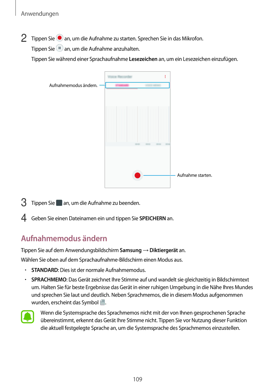 Samsung SM-A520FZBADBT, SM-A520FZIADBT, SM-A520FZKADBT, SM-A520FZDADBT manual Aufnahmemodus ändern 