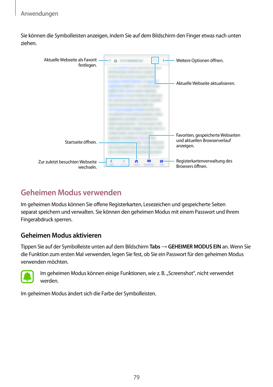 Samsung SM-A520FZDADBT, SM-A520FZIADBT, SM-A520FZBADBT, SM-A520FZKADBT Geheimen Modus verwenden, Geheimen Modus aktivieren 