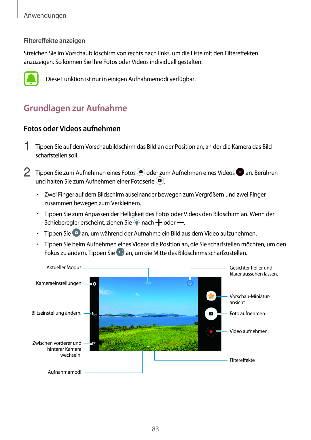 Samsung SM-A520FZDADBT, SM-A520FZIADBT, SM-A520FZBADBT, SM-A520FZKADBT Grundlagen zur Aufnahme, Fotos oder Videos aufnehmen 