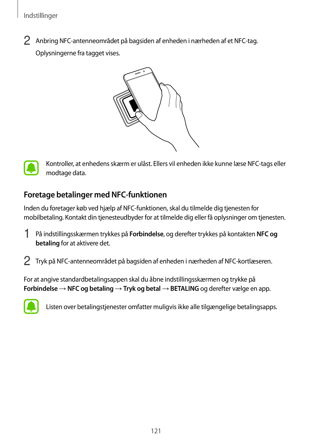 Samsung SM-A520FZDANEE, SM-A520FZIANEE, SM-A520FZKANEE manual Foretage betalinger med NFC-funktionen 