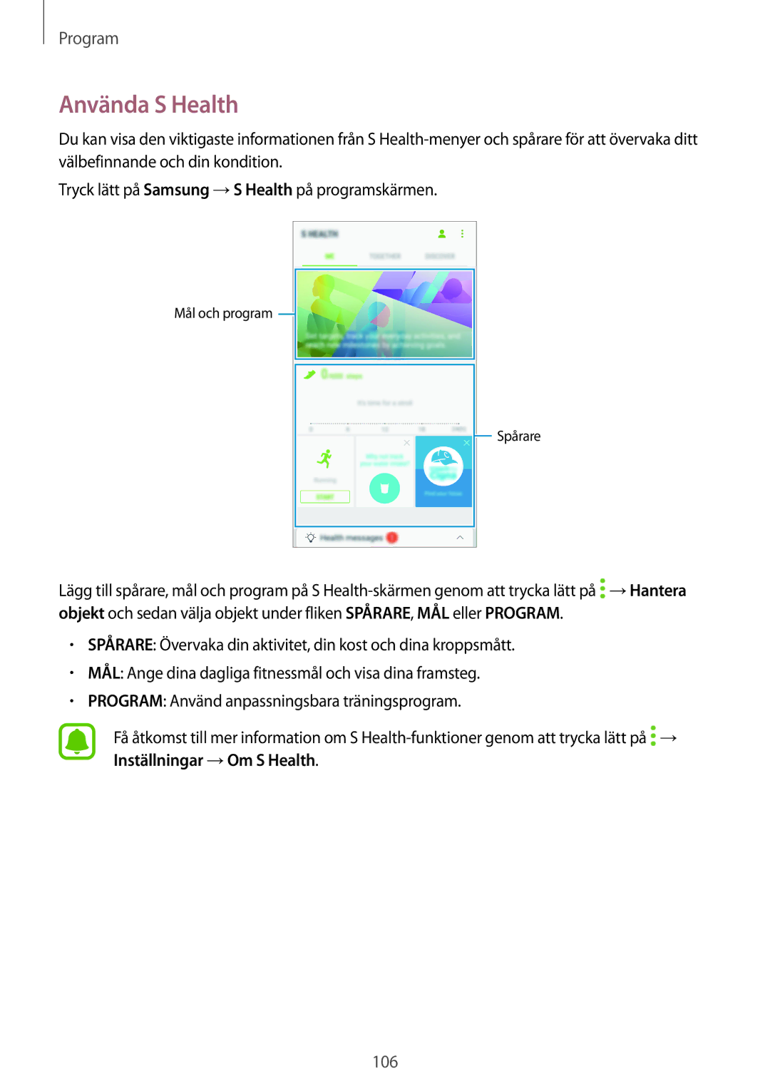 Samsung SM-A520FZDANEE, SM-A520FZIANEE, SM-A520FZKANEE manual Använda S Health 