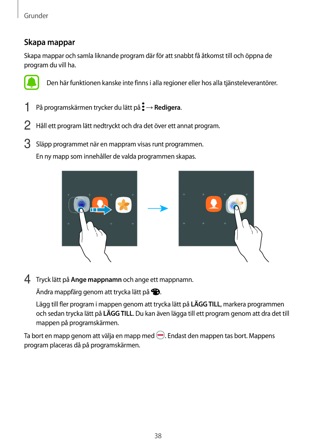 Samsung SM-A520FZKANEE, SM-A520FZIANEE, SM-A520FZDANEE manual På programskärmen trycker du lätt på →Redigera 