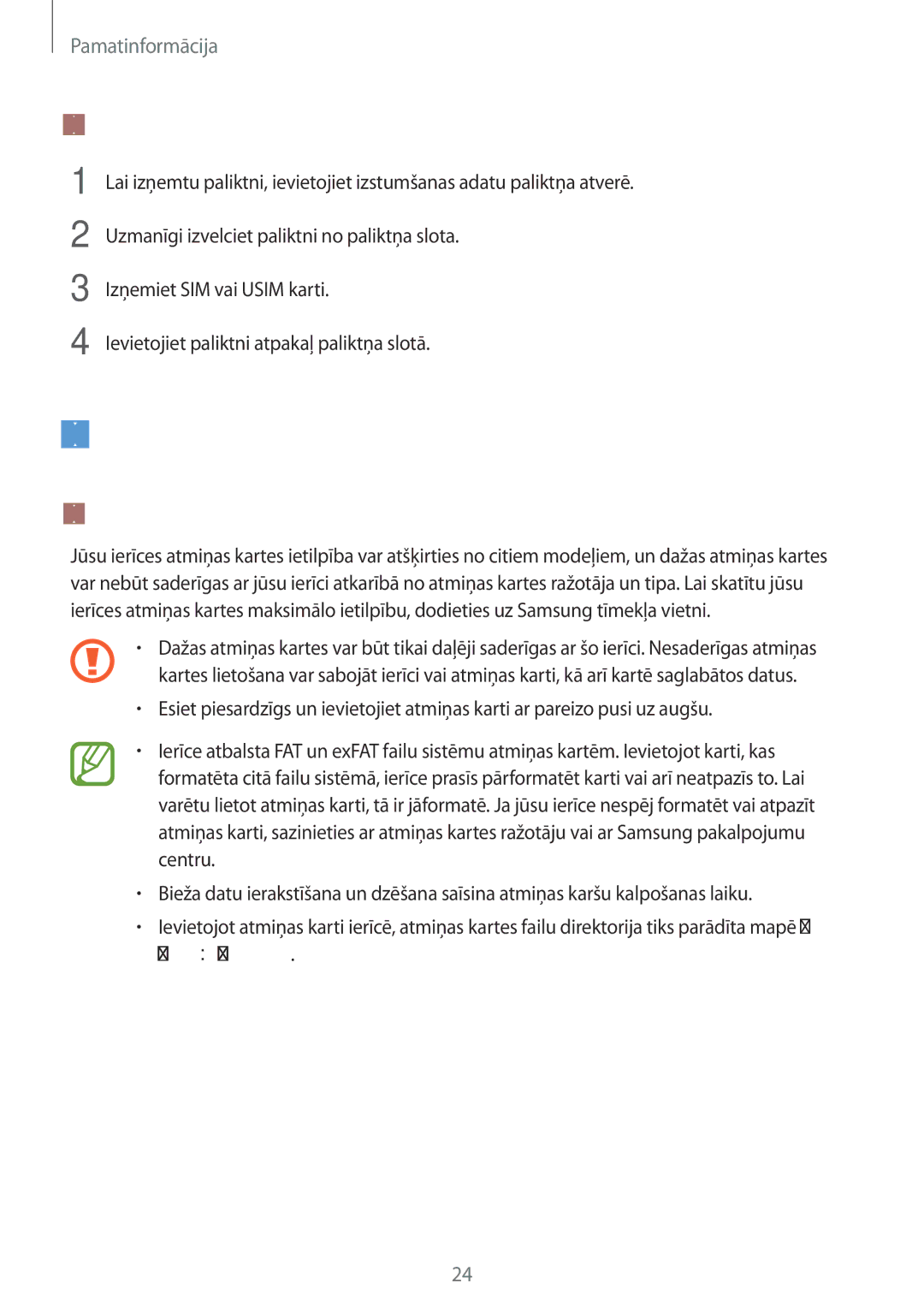 Samsung SM-A520FZIASEB manual Atmiņas karte microSD karte, SIM vai Usim kartes izņemšana, Atmiņas kartes ievietošana 