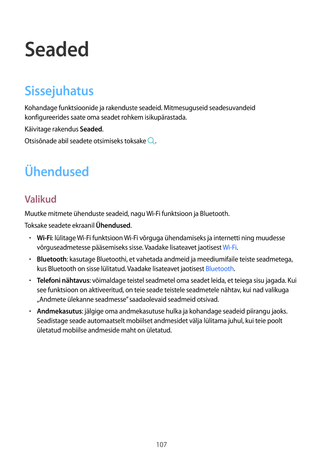 Samsung SM-A520FZKASEB, SM-A520FZIASEB, SM-A320FZKNSEB, SM-A320FZINSEB, SM-A520FZDASEB manual Sissejuhatus, Ühendused, Valikud 