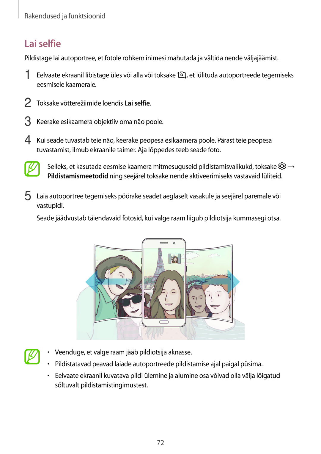 Samsung SM-A520FZIASEB, SM-A320FZKNSEB, SM-A320FZINSEB, SM-A520FZDASEB, SM-A320FZDNSEB, SM-A520FZKASEB manual Lai selfie 