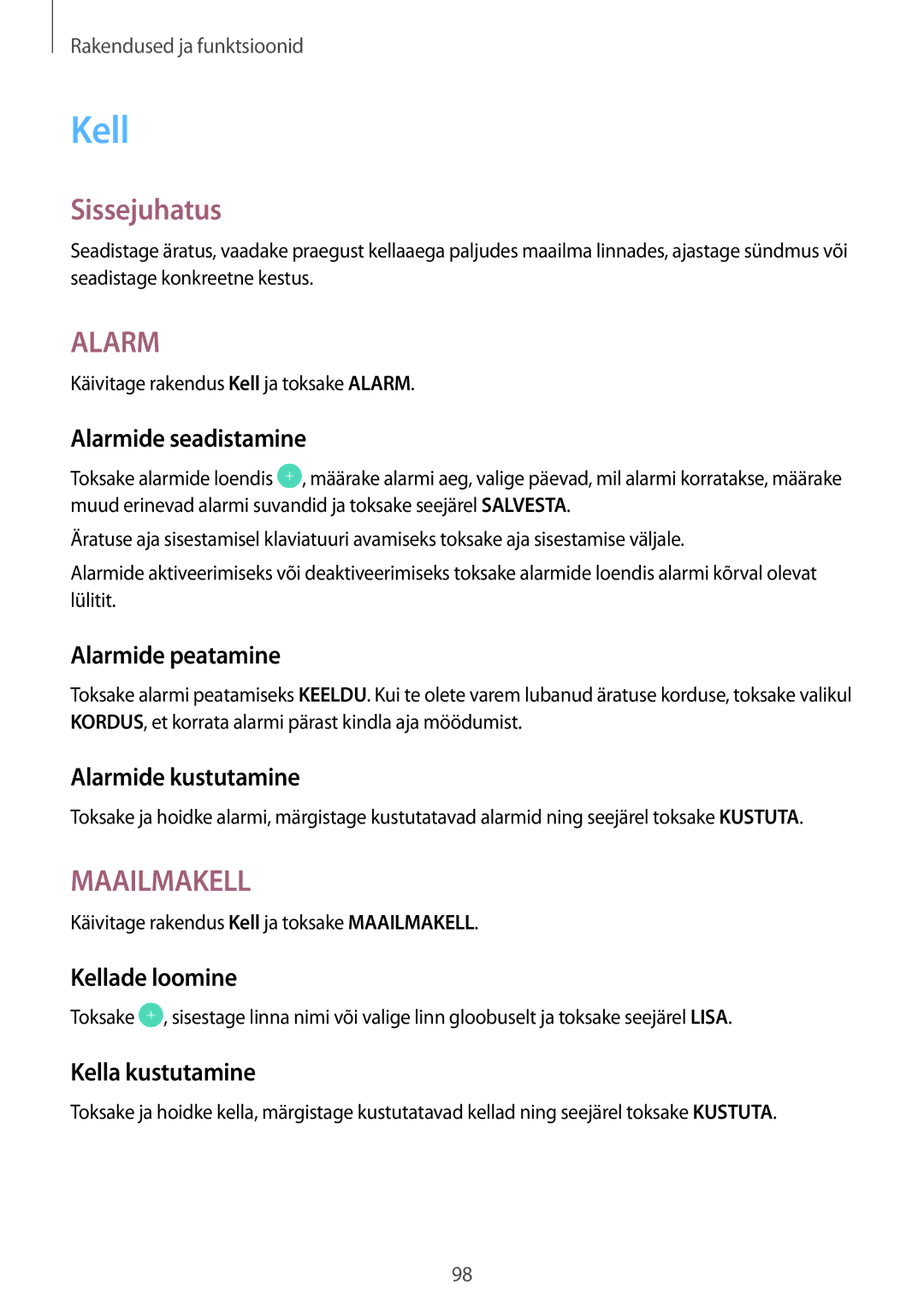 Samsung SM-A320FZINSEB, SM-A520FZIASEB, SM-A320FZKNSEB, SM-A520FZDASEB, SM-A320FZDNSEB, SM-A520FZKASEB manual Kell 