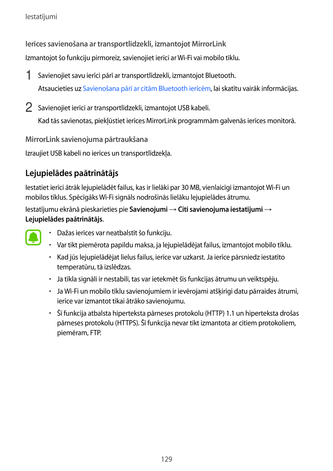 Samsung SM-A520FZIASEB, SM-A520FZDASEB Lejupielādes paātrinātājs, Izraujiet USB kabeli no ierīces un transportlīdzekļa 