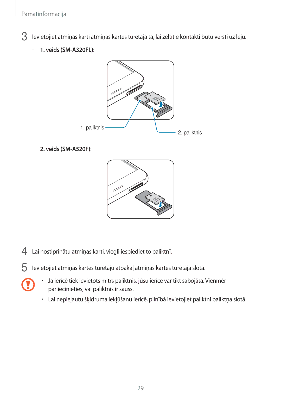 Samsung SM-A520FZKASEB, SM-A520FZIASEB, SM-A520FZDASEB manual Paliktnis 