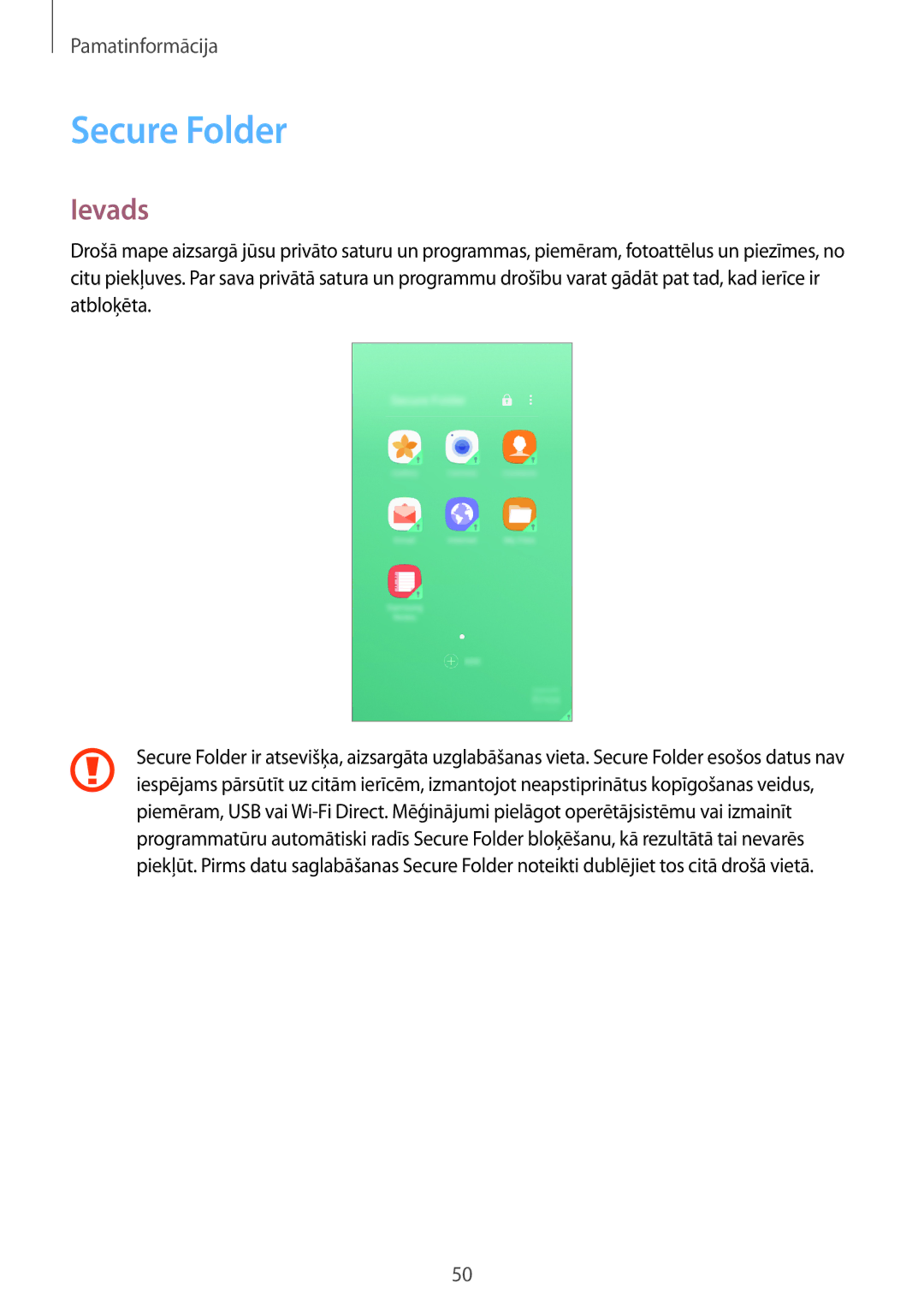 Samsung SM-A520FZKASEB, SM-A520FZIASEB, SM-A520FZDASEB manual Secure Folder, Ievads 